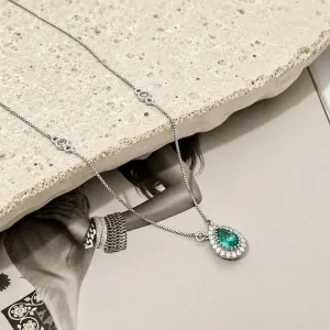 COLAR PINGENTE GOTA TURMALINA PRINCESS E 2 PEDRINHAS TIFFANY
