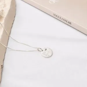 COLAR PRATA925 MEDALHA EU AMO PRAIA 50CM