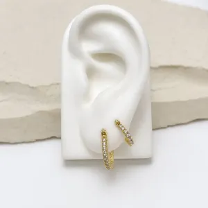 DUPLA BRINCO ARGOLA FECHO ITALIANO COM ZIRCONIA