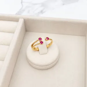 ANEL AJUSTÁVEL 3 PEDRAS PINK
