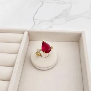 ANEL PEDRA GOTA VERMELHA