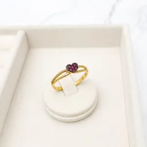 ANEL SOLITÁRIO CORAÇÃO MICRO ZIRCONIAS PINK