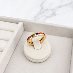 ANEL TODO CRAVEJADO ZIRCONIAS QUADRADAS