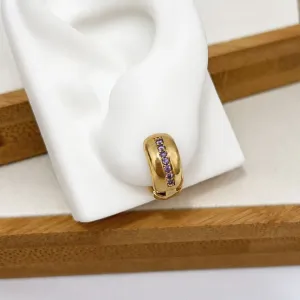 BRINCO ARGOLA ARTICULADA COM ZIRCONIAS LILÁS