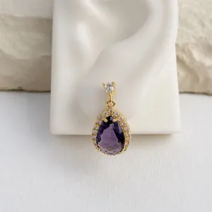 BRINCO GOTA PRINCESA DE ZIRCONIAS ROXO PENDURADA