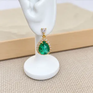 BRINCO GOTA PRINCESA DE ZIRCONIAS TURMALINA PENDURADA