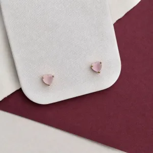 BRINCO MINI CORAÇÃO ROSA QUARTZO