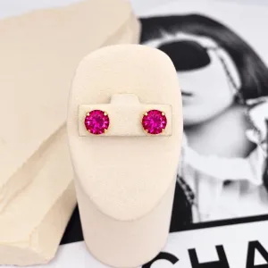 BRINCO PONTO DE LUZ STRASS ROSA 7MM