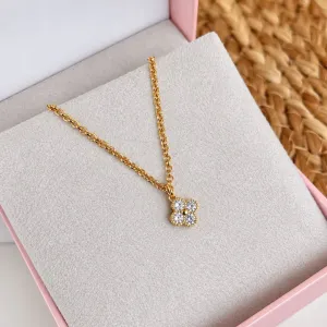 COLAR CHOKER ELO PORTUGUÊS COM PINGENTE TREVO CRISTAL 40CM
