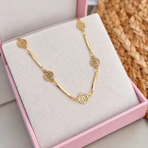COLAR CHOKER FLOR COM CÍRCULO 40CM