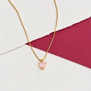 COLAR MINI CORAÇÃO ROSA QUARTZO