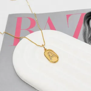 COLAR PINGENTE MEDALHA LETRA CRAVEJADA - A