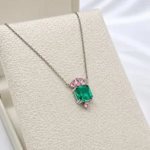 COLAR PINGENTE TURMALINA E GOTAS ROSAS