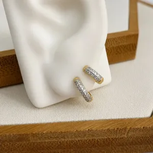 DUPLA BRINCO ARGOLA CRAVEJADA 2 FILEIRA DE ZIRCONIAS