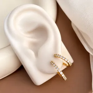 DUPLA BRINCO ARGOLAS ZIRCONIA 2MM