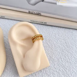 PIERCING FAKE DUPLO CRAVEJADO AMARELO