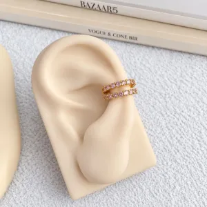 PIERCING FAKE DUPLO CRAVEJADO ROSA CLARO