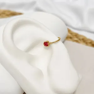 PIERCING FURO NARIZ/ORELHA PEDRA CORAÇÃO VERMELHO