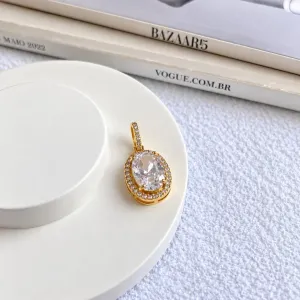 PINGENTE OVAL CRISTAL COM ZIRCONIAS