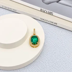PINGENTE OVAL TURMALINA COM ZIRCONIAS