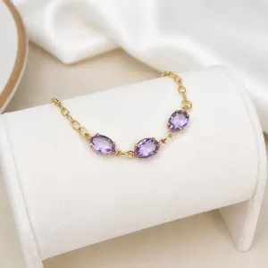 PULSEIRA 3 PEDRAS OVAIS - LAVANDA