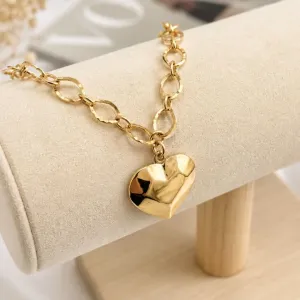 PULSEIRA ELO COM PINGENTE CORAÇÃO 3D