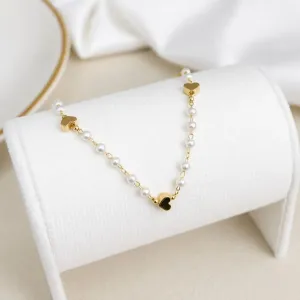 PULSEIRA PÉROLAS E CORAÇÃO