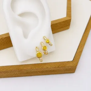 TRIO BRINCO ARGOLINHAS COM PONTO DE LUZ AMARELO