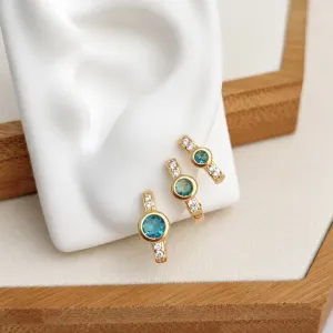 TRIO BRINCO ARGOLINHAS COM PONTO DE LUZ AZUL CLARO