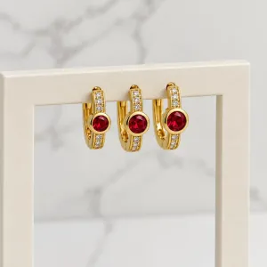 TRIO BRINCO ARGOLINHAS COM PONTO DE LUZ VERMELHO