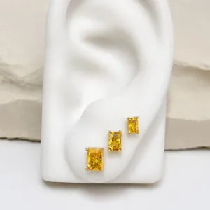 TRIO DE BRINCO RETÂNGULAR - YELLOW FANCY