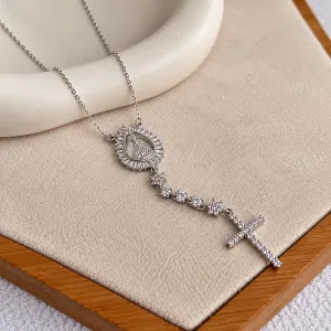 COLAR TERÇO NOSSA SENHORA DE APARECIDA EM PEDRARIA