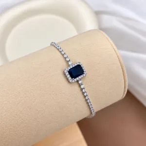 PULSEIRA AJUSTÁVEL RIVIERA PINGENTE RETANGULAR AZUL SAFIRA