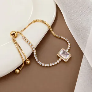 PULSEIRA AJUSTÁVEL RIVIERA PINGENTE RETANGULAR CRISTAL