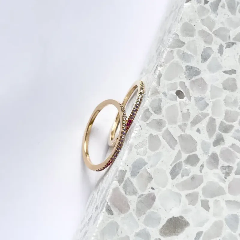 ANEL PAR DE APARADOR ZIRCONIAS COLORIDAS