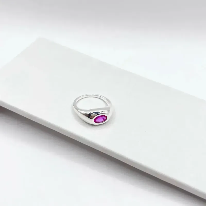 ANEL PRATA925 PEDRA OVAL PINK