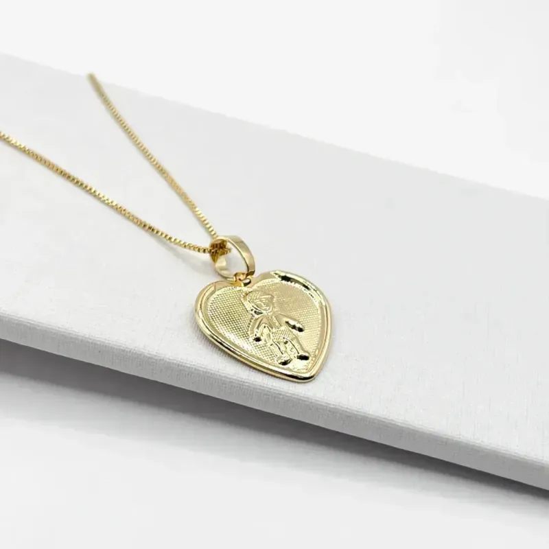 COLAR MEDALHA CORAÇÃO 1,8CM - 1 MENINO - VENEZIANA 45CM