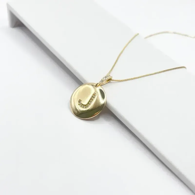 COLAR MEDALHA LETRA J 70CM