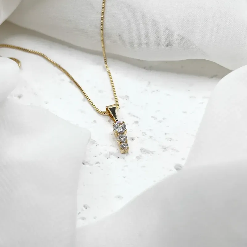 COLAR PINGENTE 3 PONTOS DE LUZ CRISTAL