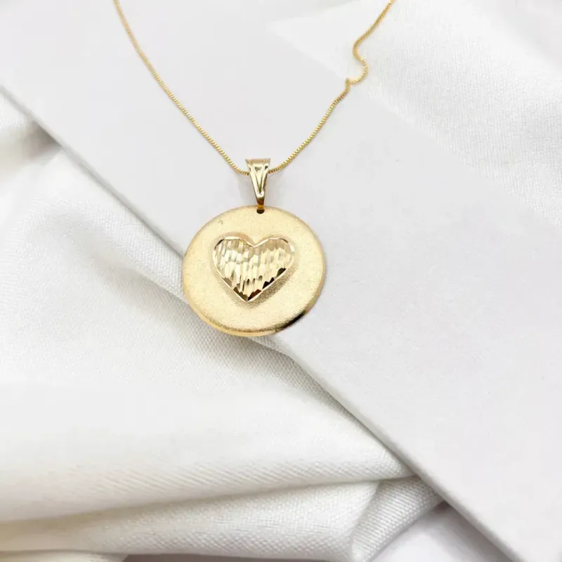 COLAR PINGENTE MEDALHA CORAÇÃO ESCRAVA 3CM