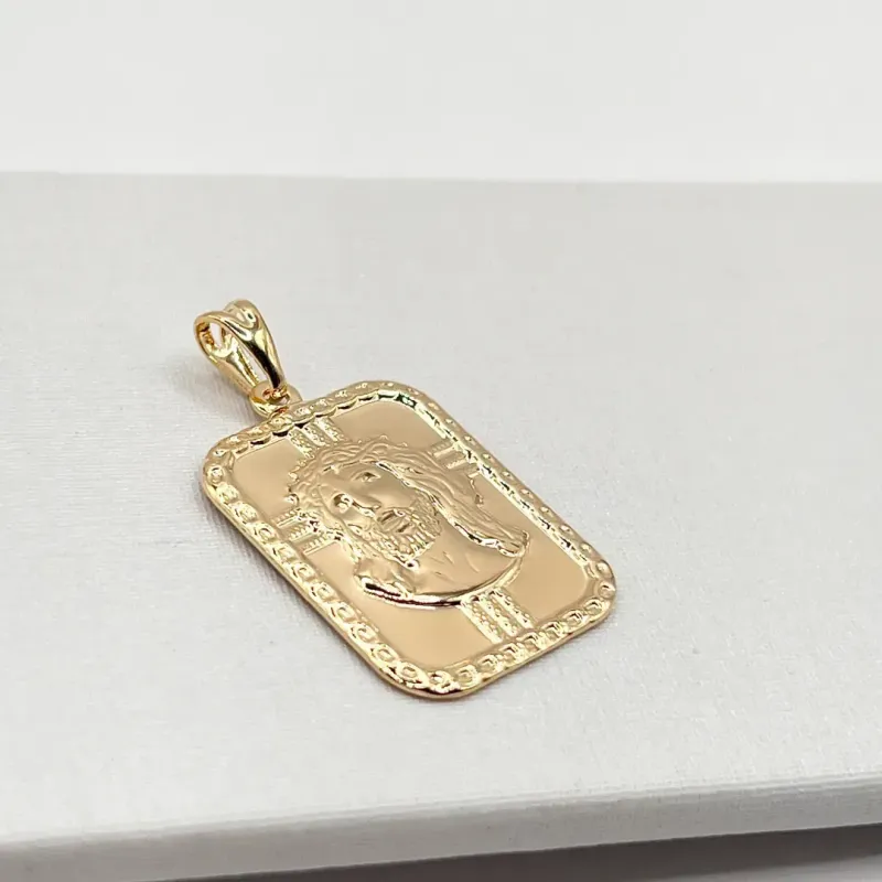 PINGENTE MEDALHA QUADRADA ROSTO JESUS CRISTO