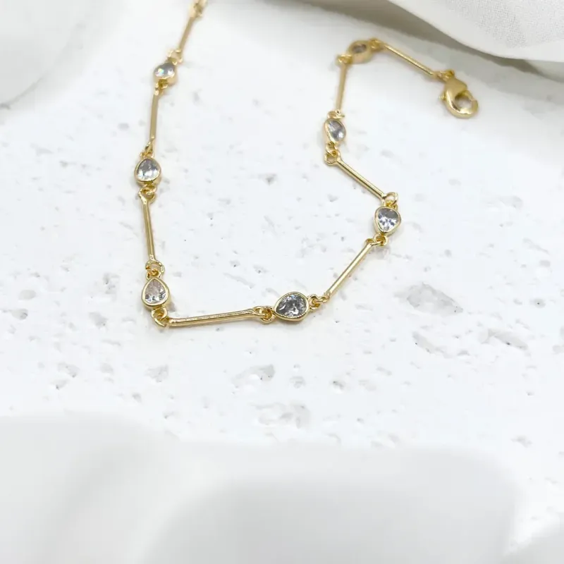 PULSEIRA PALITOS E GOTAS EM ZIRCONIA CRISTAL