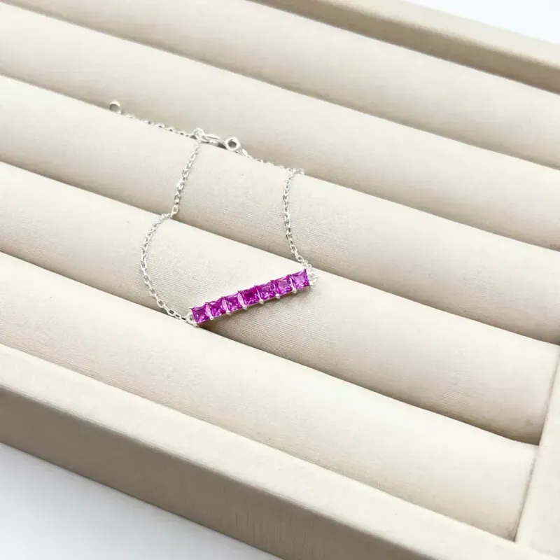PULSEIRA PRATA925 PEDRAS PINK