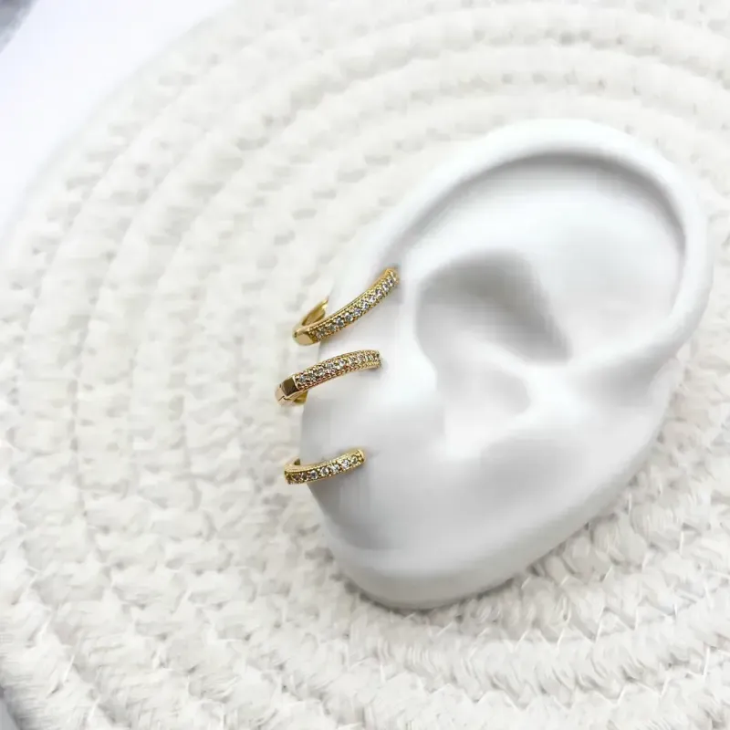 TRIO ARGOLA ARTICULADA FINA COM ZIRCONIA