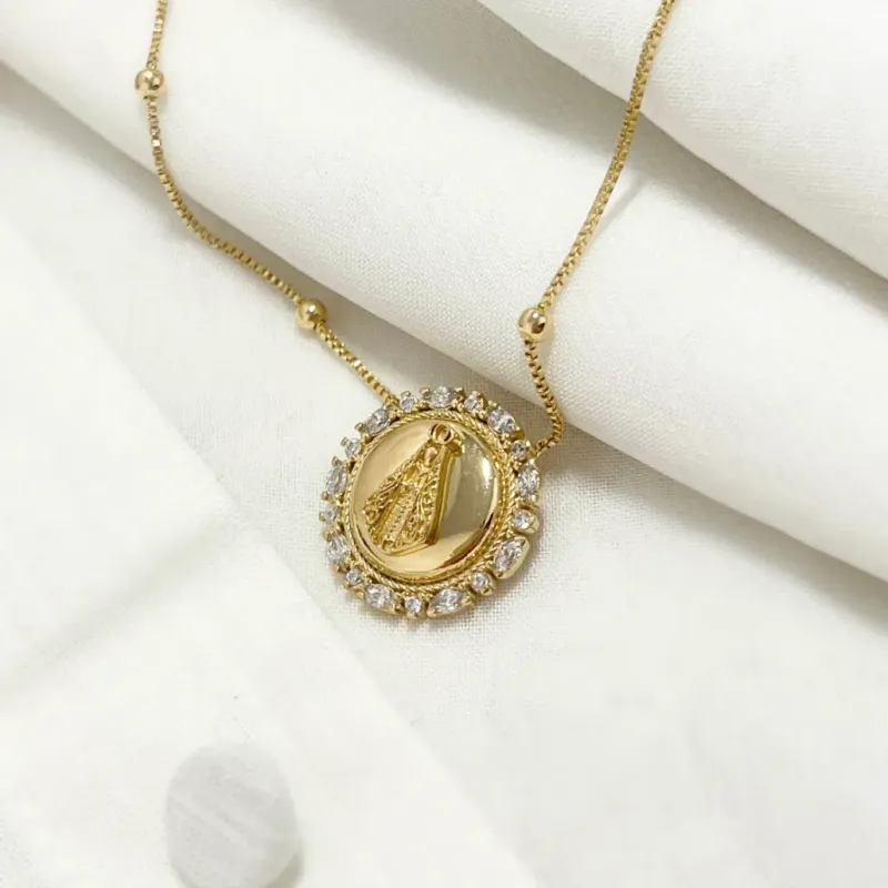COLAR BOLINHAS COM MEDALHA NOSSA SENHORA