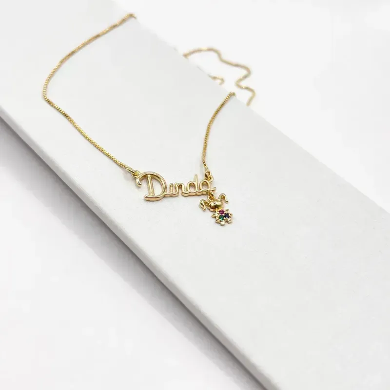 COLAR DINDA COM 1 MENINA ZIRCONIA COLORIDA