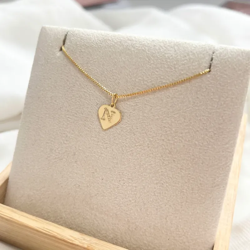 COLAR LETRA CORAÇÃO REPLICA OURO - N