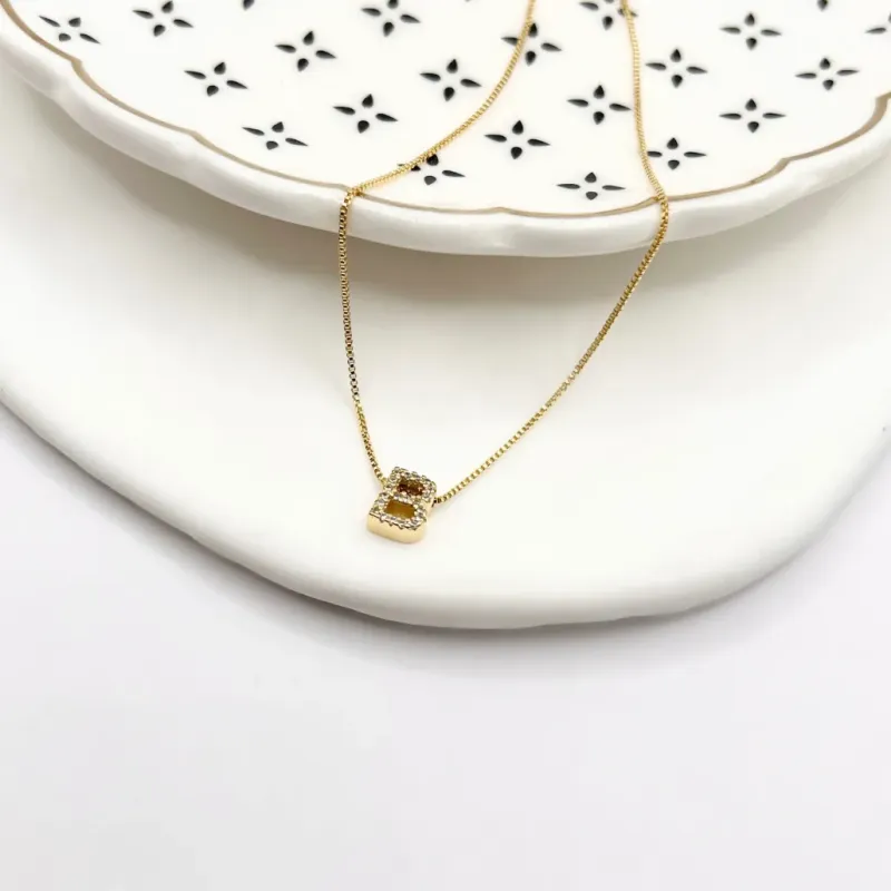 COLAR MINI LETRA CRAVEJADA MICRO ZIRCONIAS - B