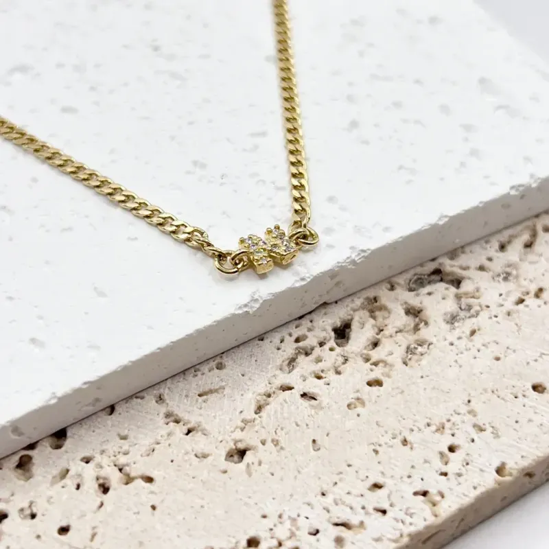 PULSEIRA ELO GRUMET FINA COM LETRA DE ZIRCONIA - N