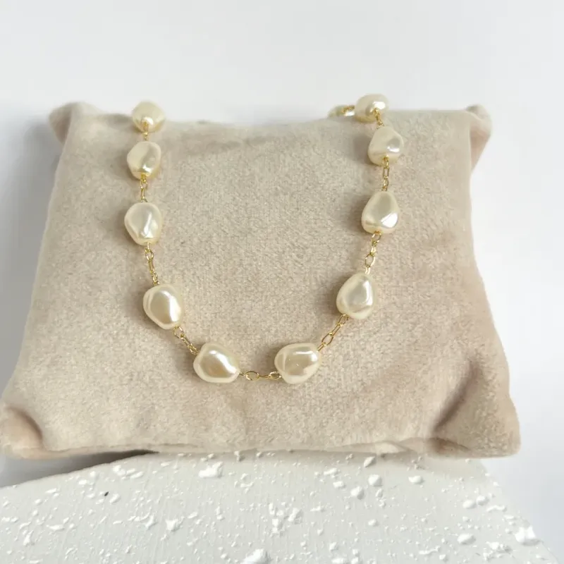 COLAR CHOKER PÉROLAS BARROCAS 35CM + 10CM EXTENSOR